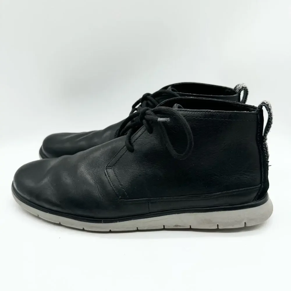 UGG Men's Freamon Grain Leather Lace Up Desert Boots Black 9.5 Business Casual